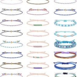 24 Pcs Multicolor String Braided Bracelet For Women Boho Friendship Bracelet Handmade Strand Waterproof Rope Bracelet Set Adjustable